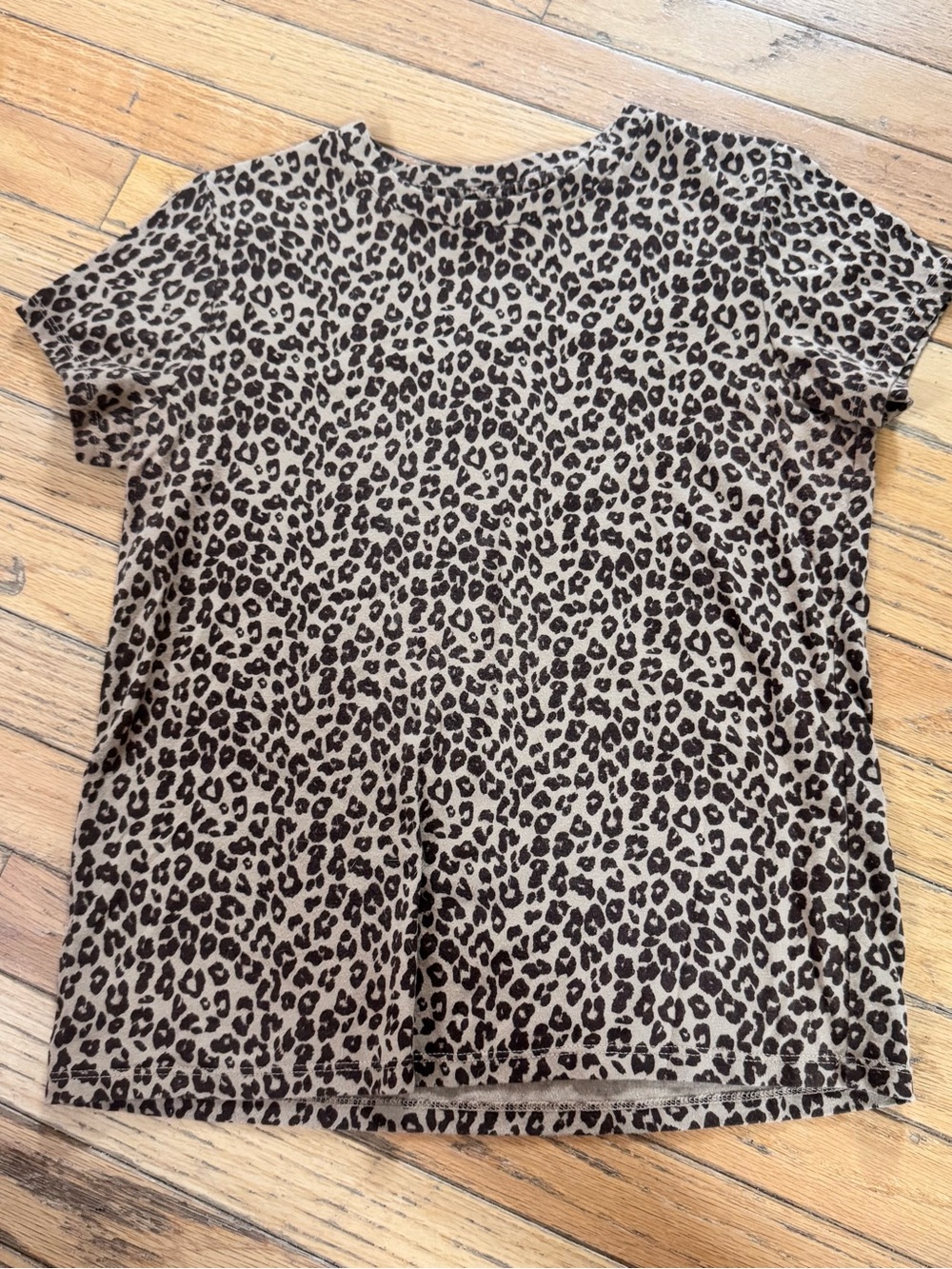Girls' Leopard Print Short Sleeve Tee - Beige/Black